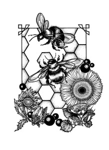 Tiina Lilja's illustration for "Telling the Bees and Other Customs" by Mark Norman, published by the History Press.